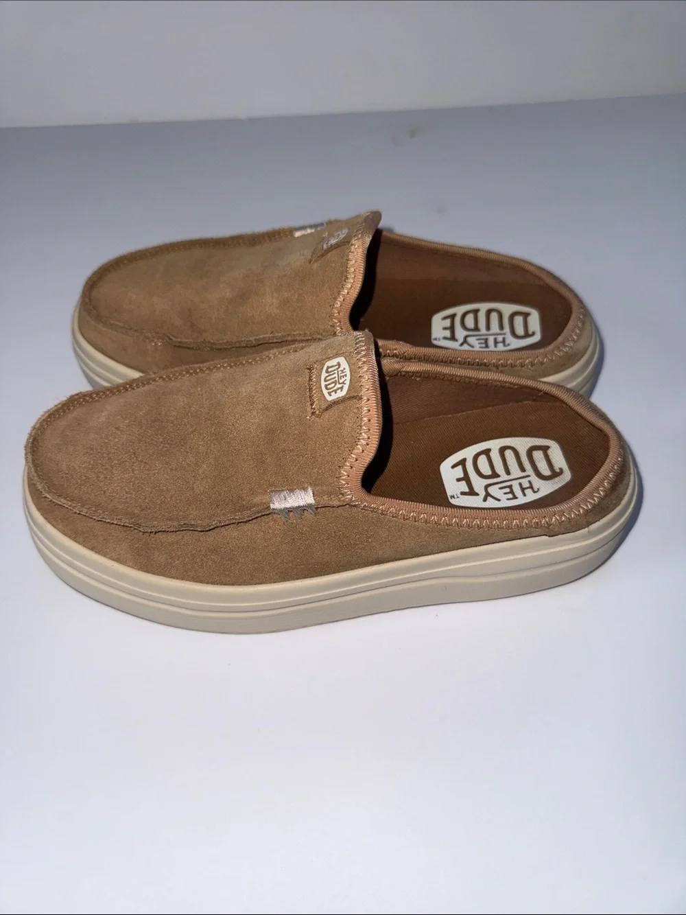 Hey Dude Men’s Casual Suede Slip-On Loafers in Tan/Brown